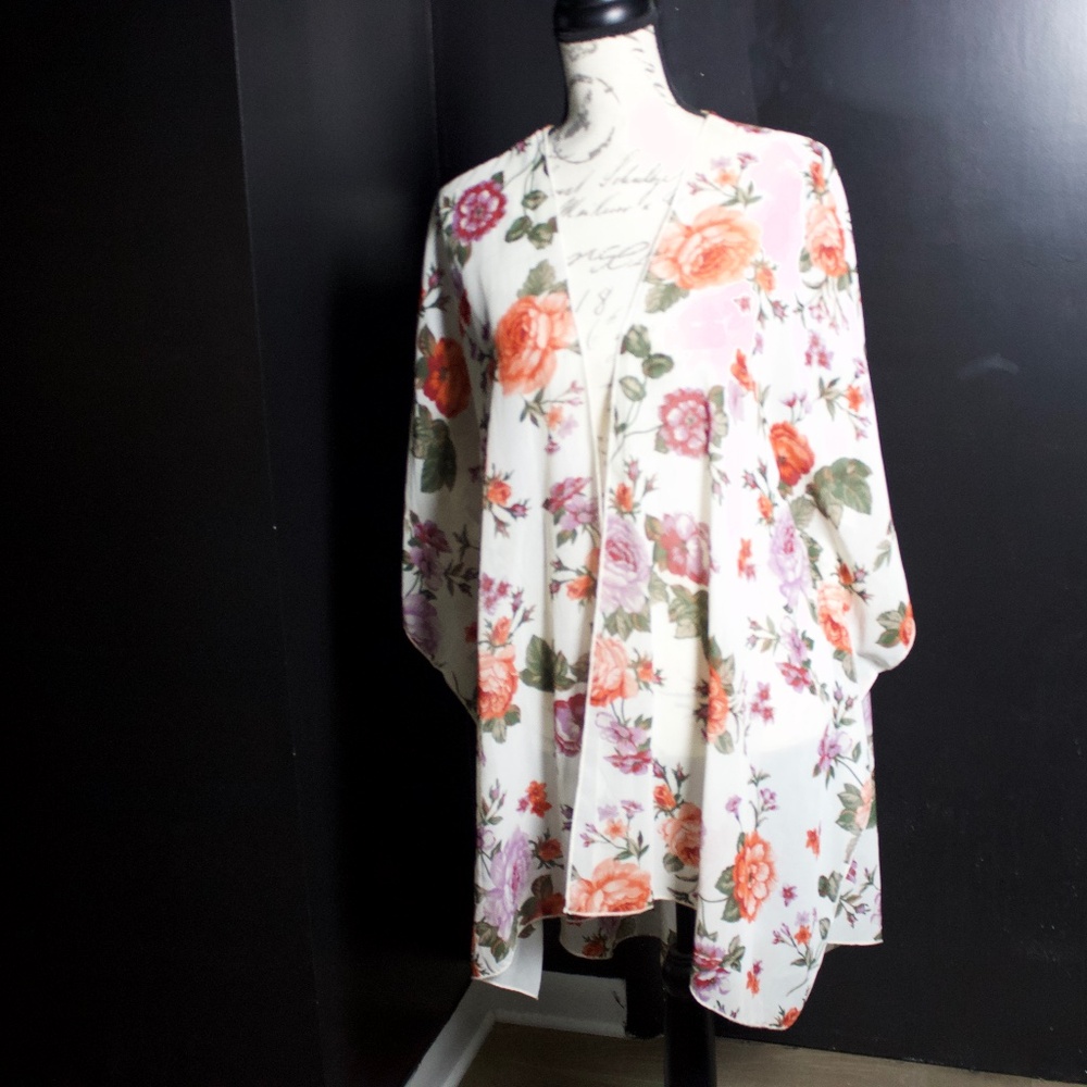 Emory Park XXL Sheer Floral Cardiagan